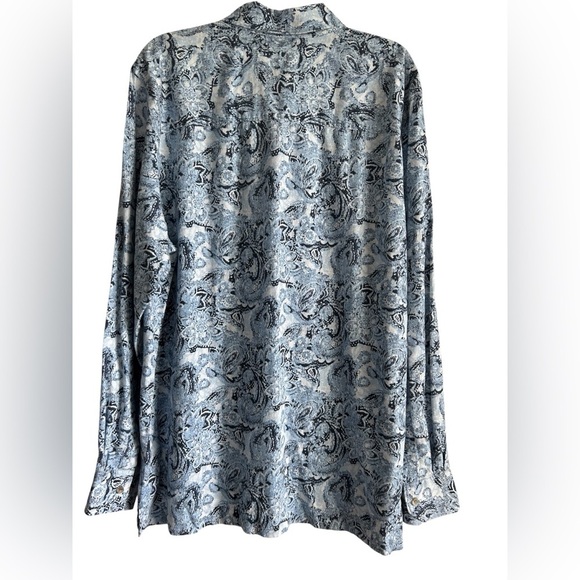 Eddie Bauer 70’s/y2k men’s cotton linen blend blue Paisley half button Size LT - Picture 4 of 9